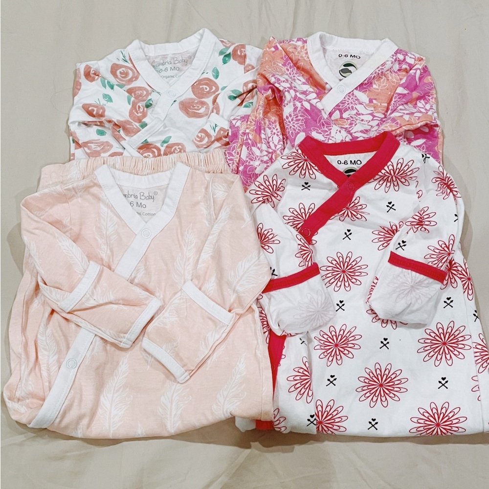 Cambria Baby 100% Organic Cotton Kimono Gowns 0-6 months